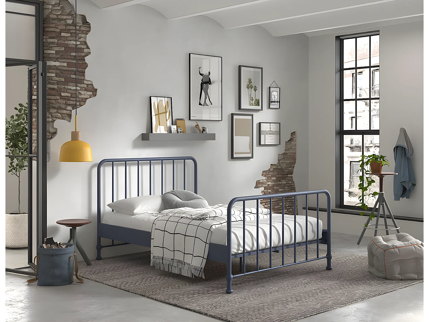 Cadre de lit BRONXX BF009 140x200 cm Bleu