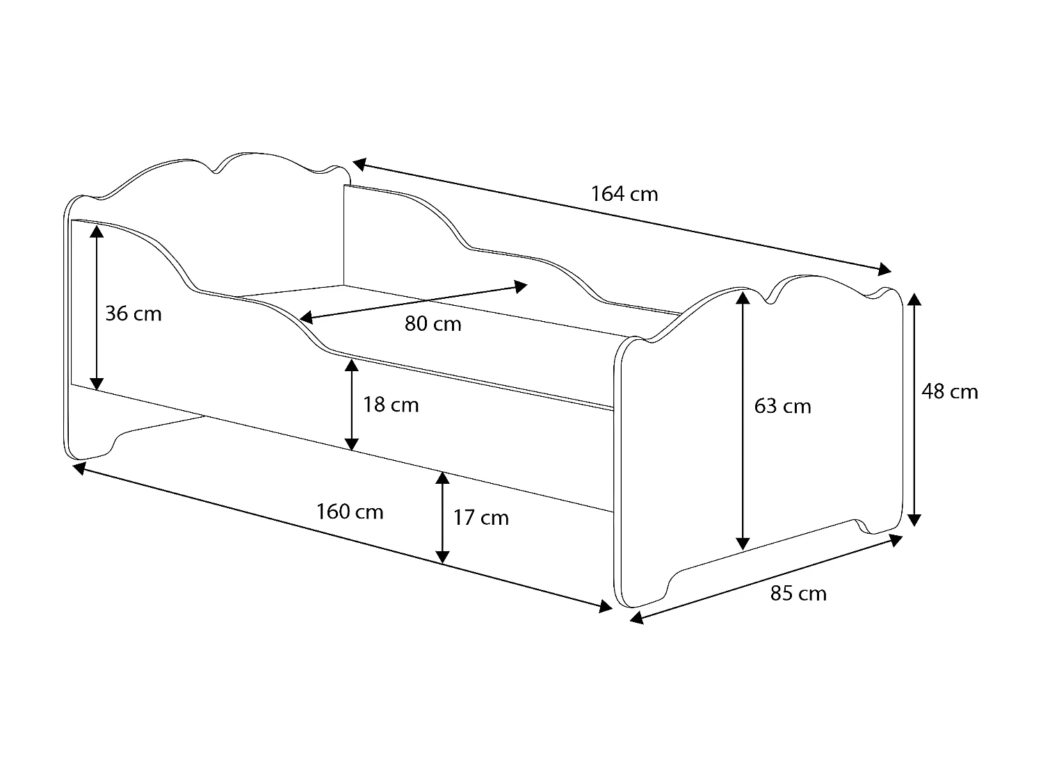 Bed ANNA KSB001 85x164x63 Wit