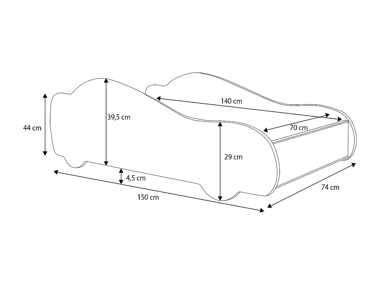 Bed CAR KSB015 74x150x44 Groen