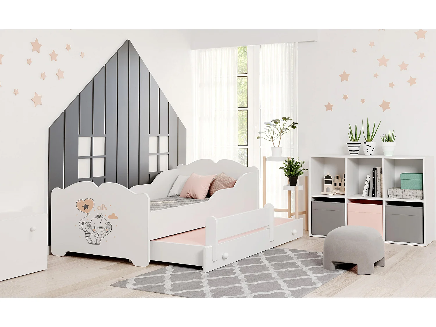 Cama de solteiro infantil ANNA KSB001 80x160 cm Branco