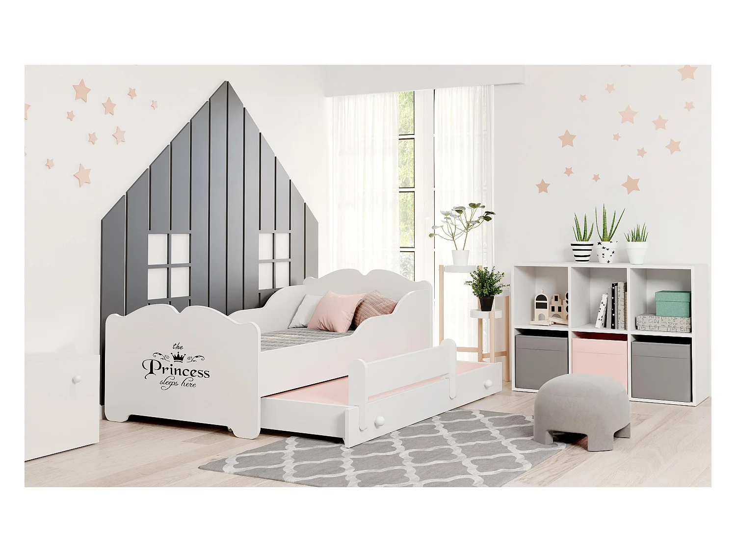 Kinderbett ANNA KSB001 85x164x63 Weiß
