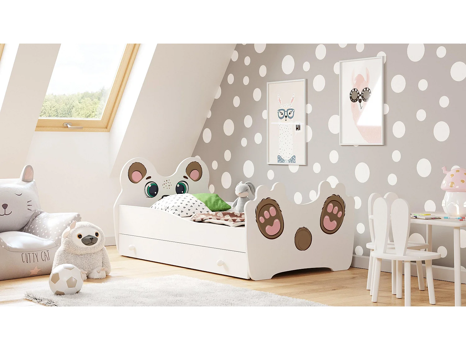 Lit Enfant ANIMALS KSB015 80x144x70 Blanc