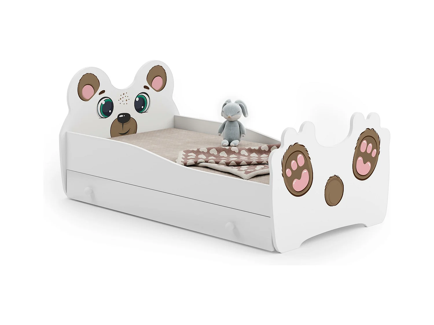 Lit Enfant ANIMALS KSB015 80x144x70 Blanc