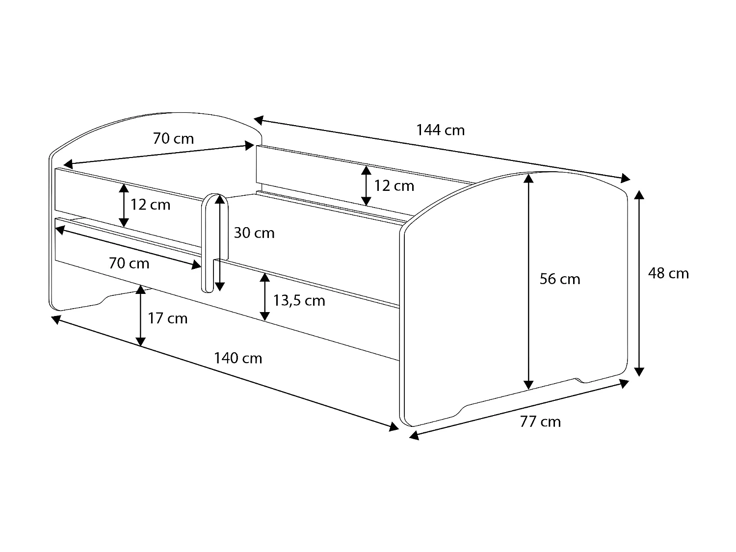 Cama Infantil MAX KSB015 77x144x56 Blanco