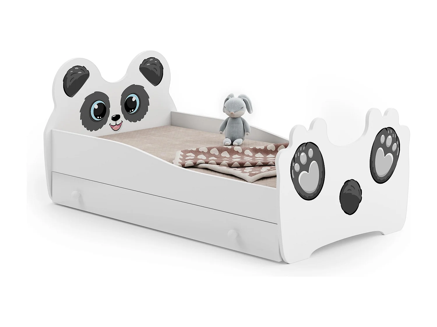 Cama de solteiro infantil ANIMALS KSB001 80x160 cm Branco