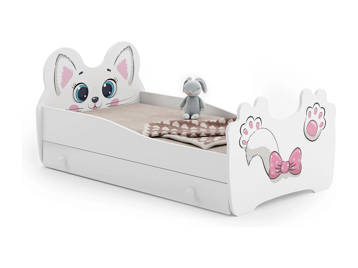 Letto Singolo ANIMALS KSB001 90x164x70 Bianco