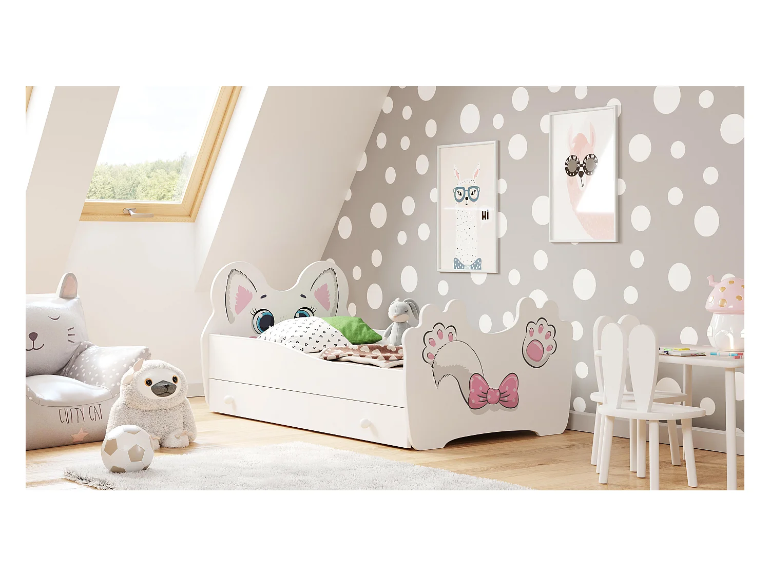 Lit Enfant ANIMALS KSB015 80x144x70 Blanc