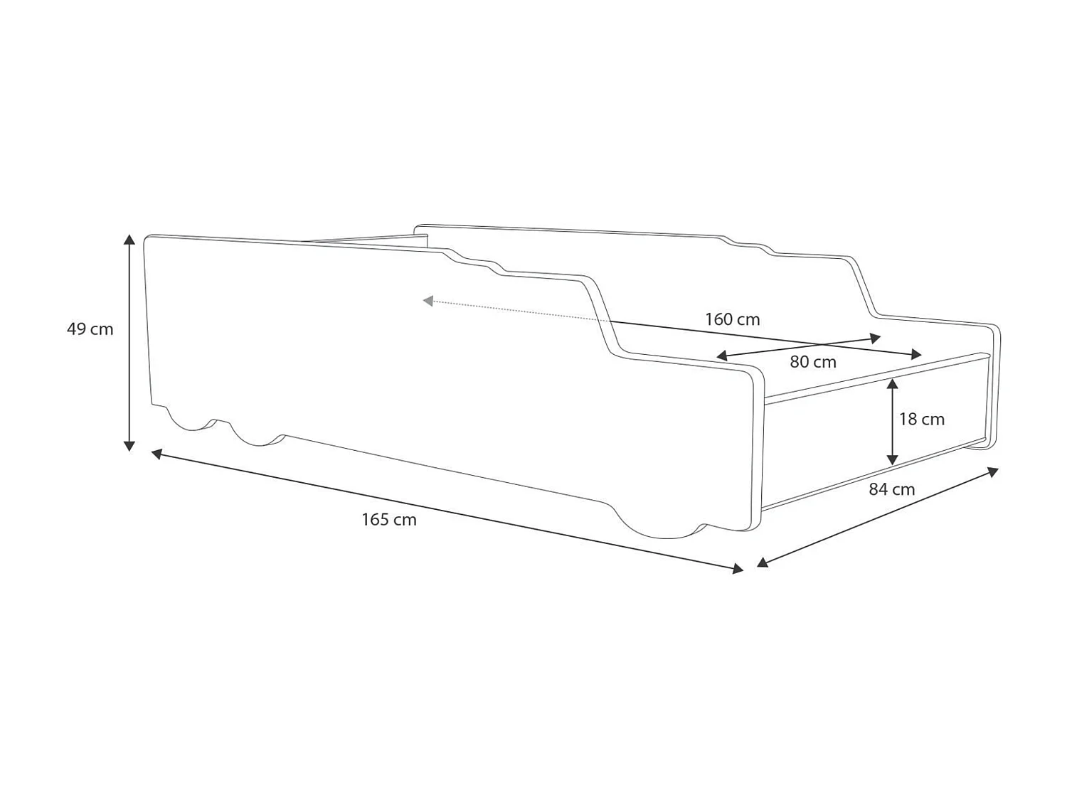 Bed RIKO KSB001 84x165x43 Geel