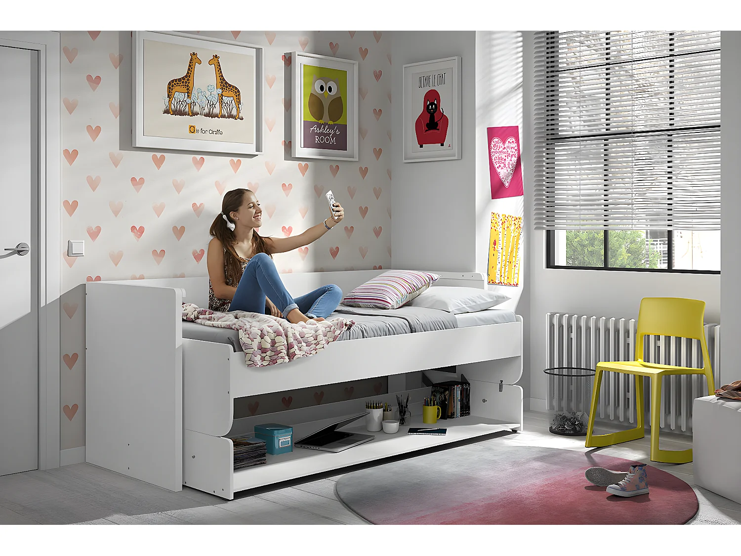 Cama de solteiro infantil DENVER KSB005 90x200 cm Branco