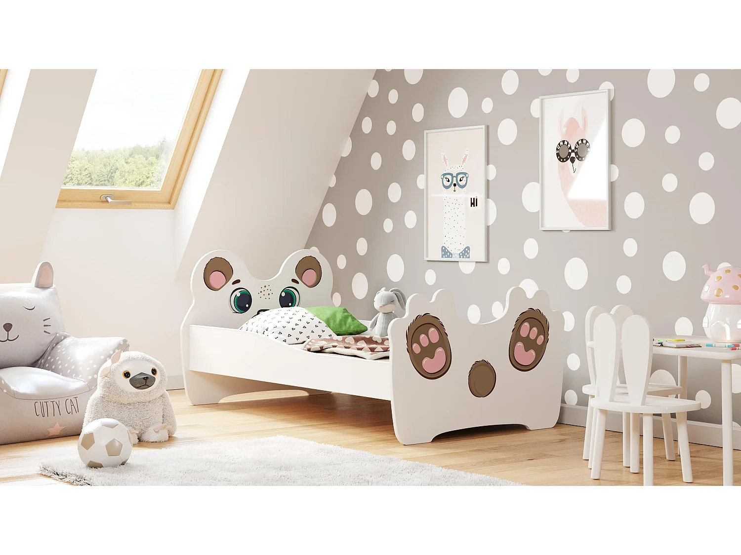 Kinderbett ANIMALS KSB001 90x164x70 Weiß