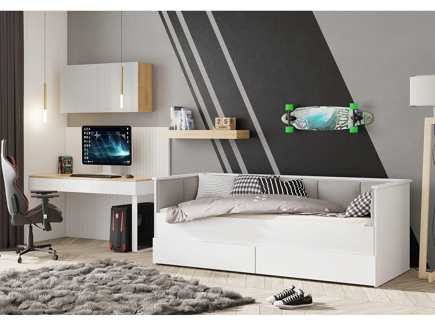 Letto Singolo HELIOS KSB003 86x205x75 Bianco