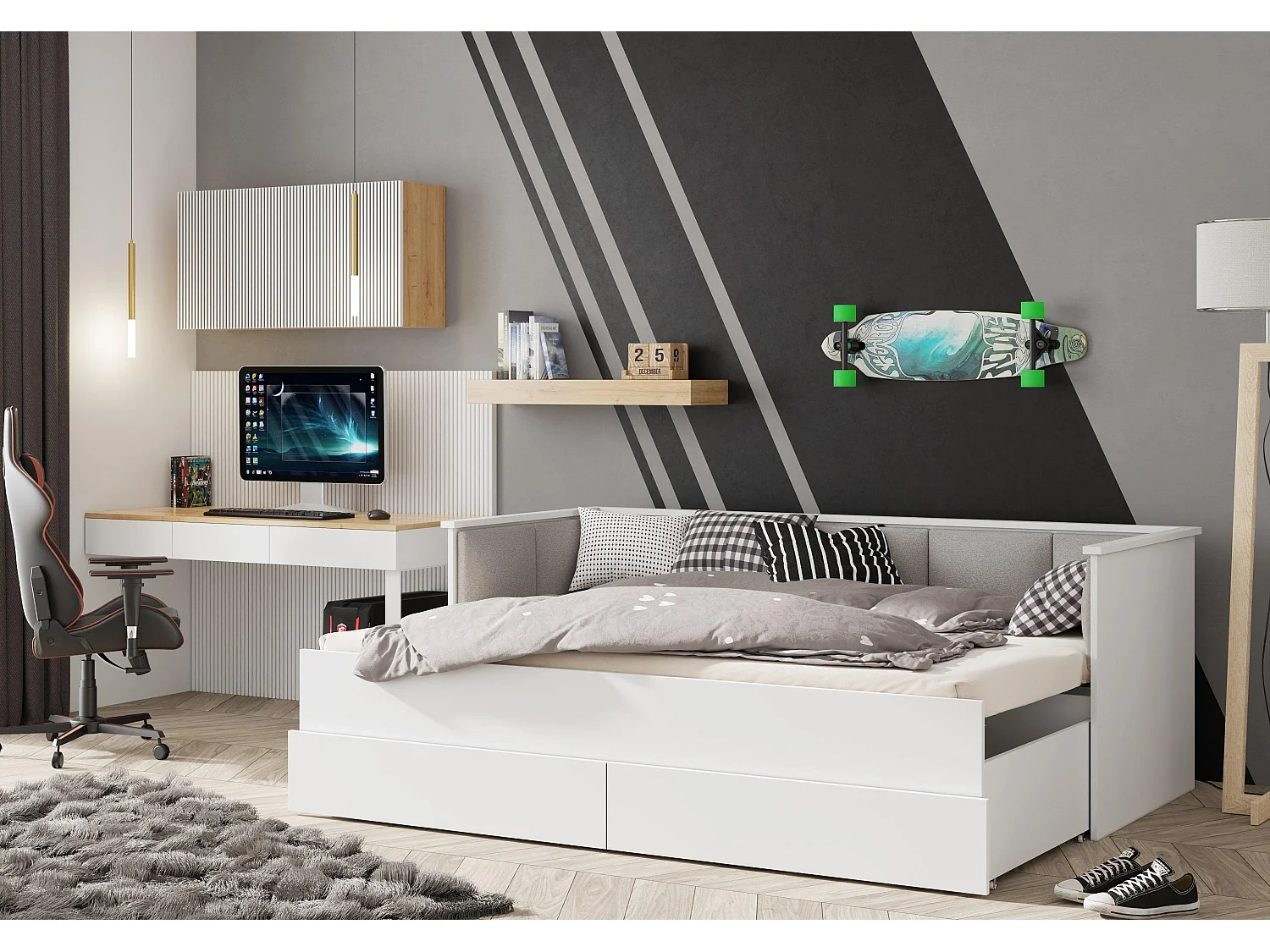 Letto Singolo HELIOS KSB003 86x205x75 Bianco