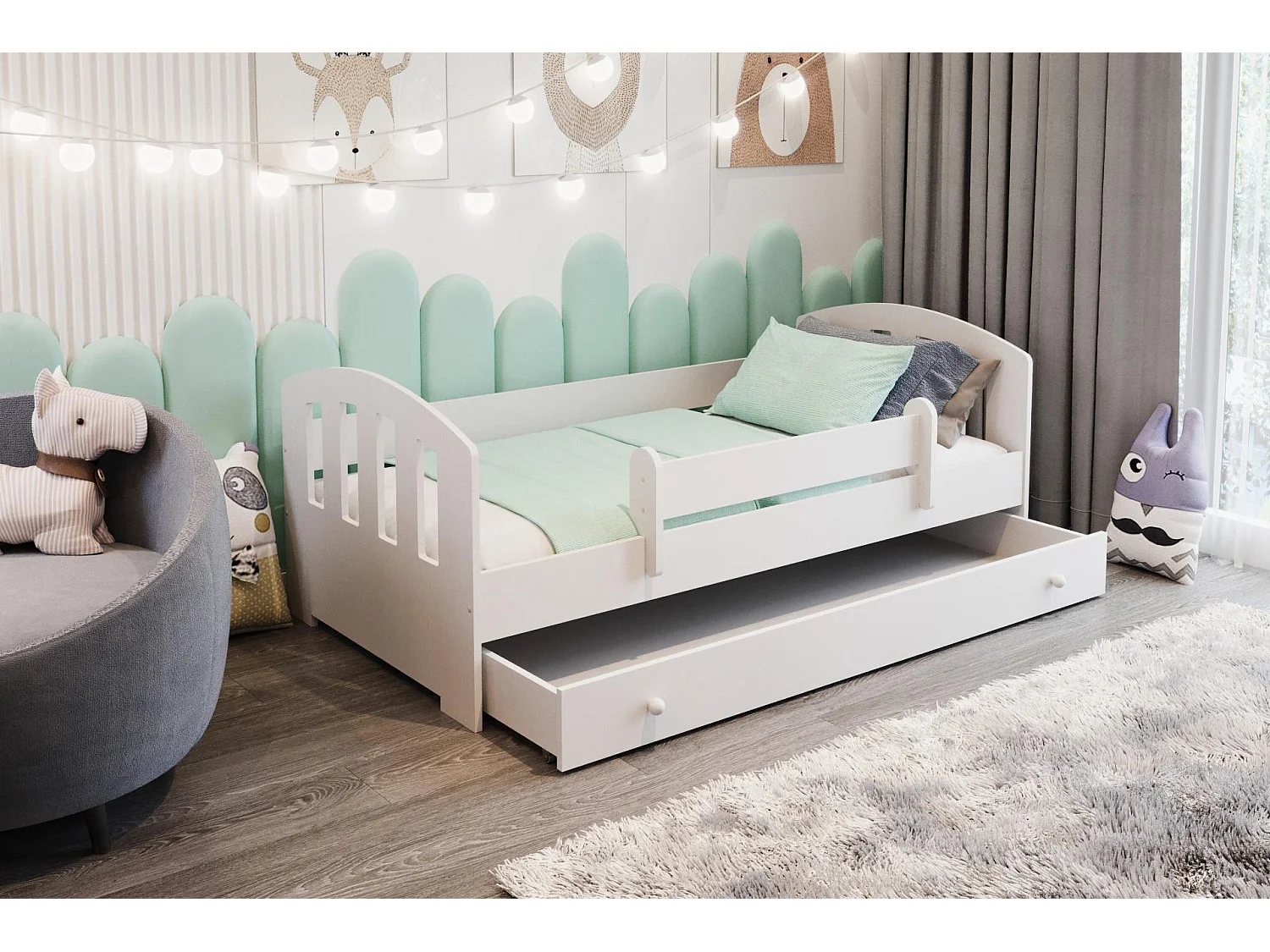 Cama de solteiro infantil MAX KSB001 80x160 cm Branco