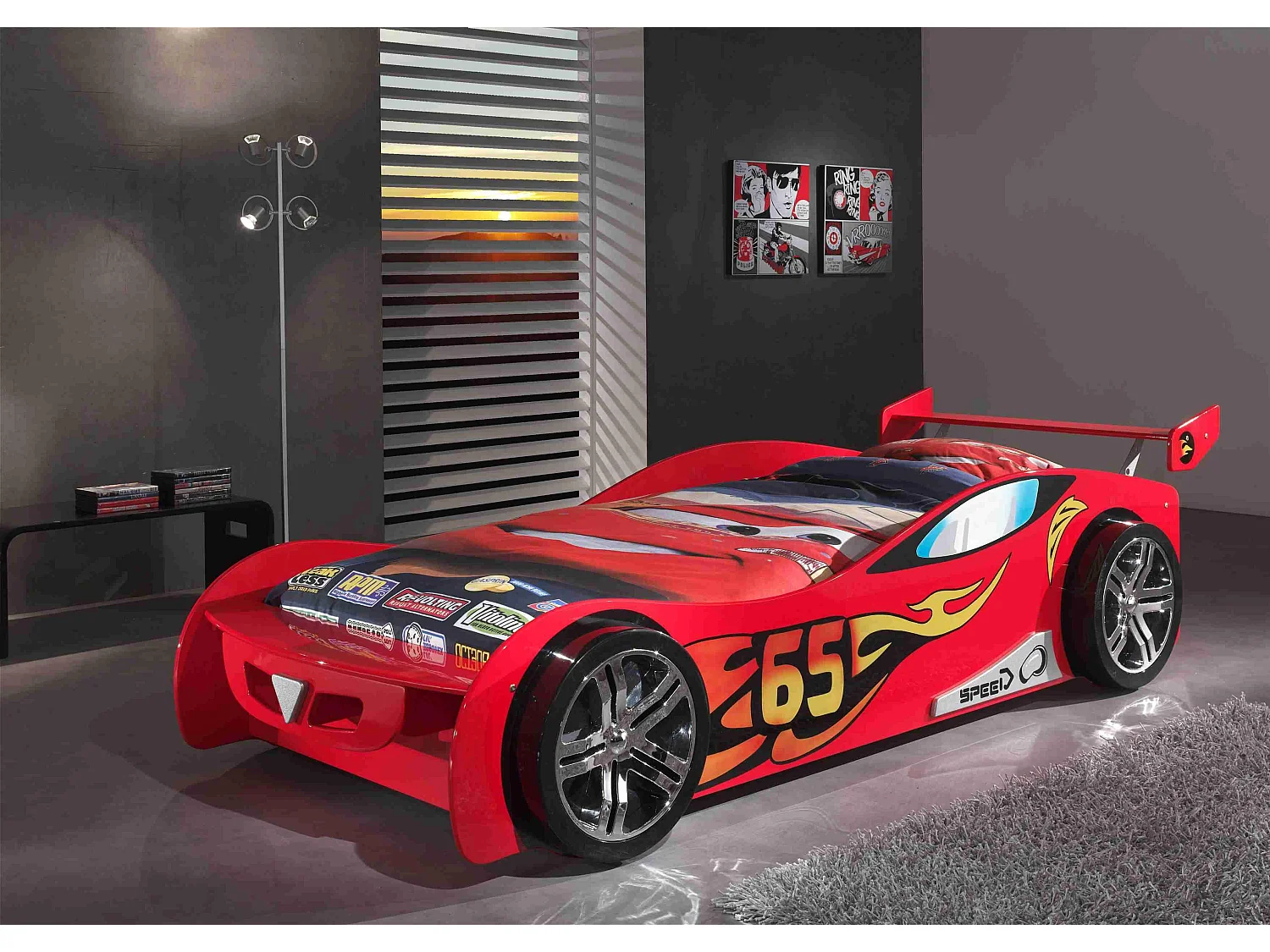 Letto Singolo AUTO KSB005 111x247x66 Rosso