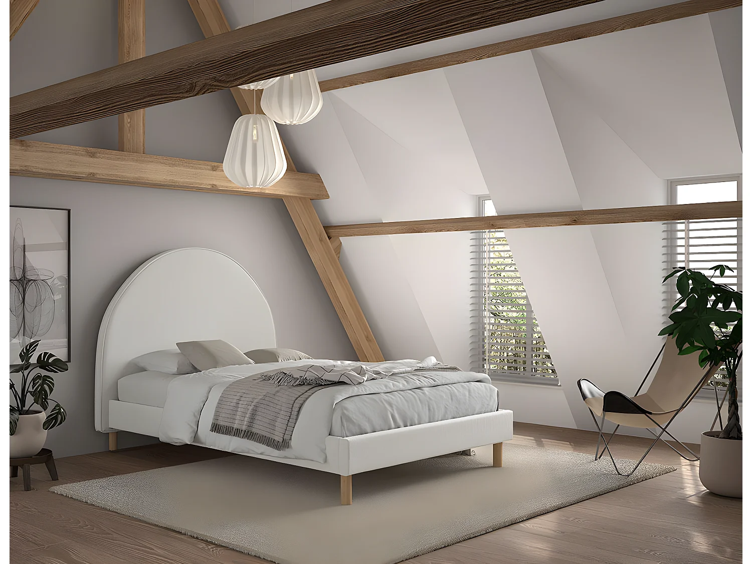 Bed MOON BF009 140x200 cm Wit