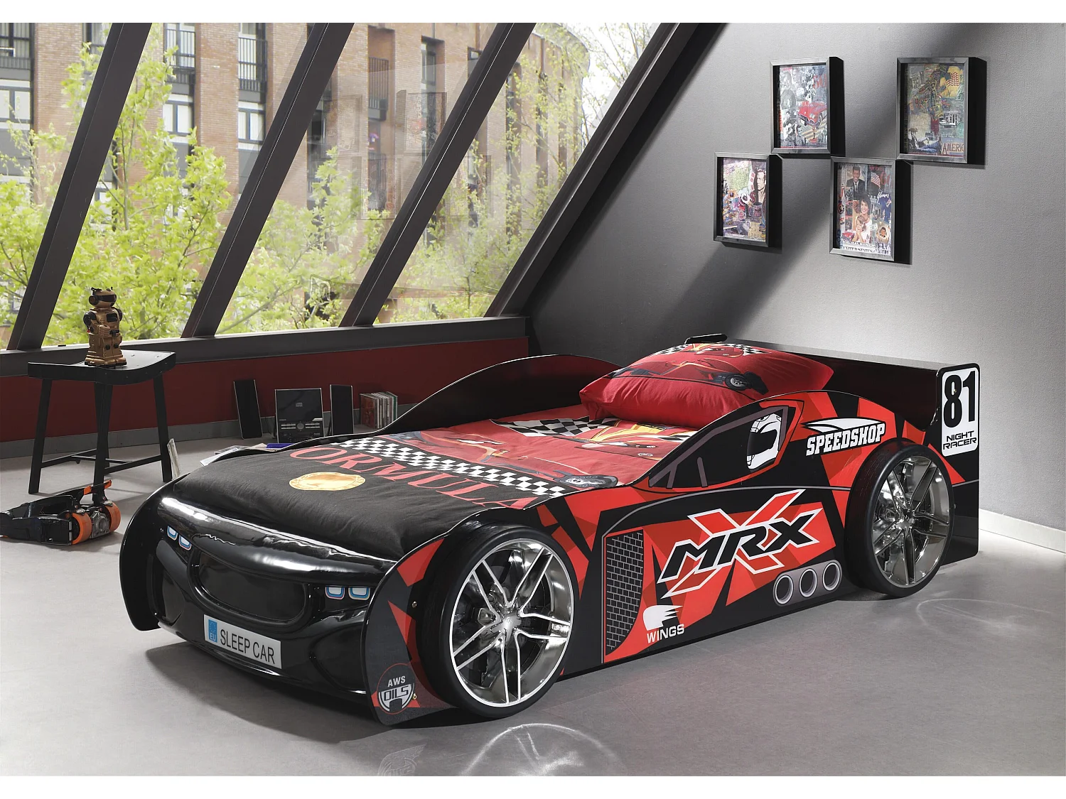 Lit Enfant AUTO KSB005 111x218x56 Noir