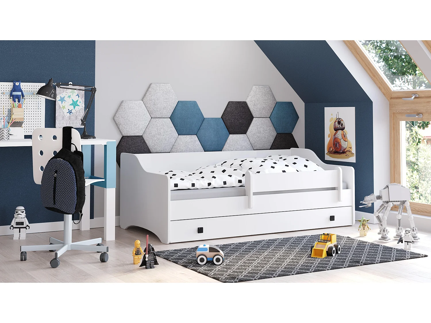 Cama de solteiro infantil ERYK KSB001 80x160 cm Branco