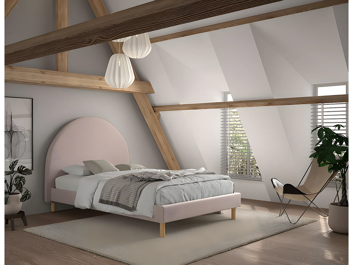 Estrutura cama MOON BF009 140x200 cm Rosa