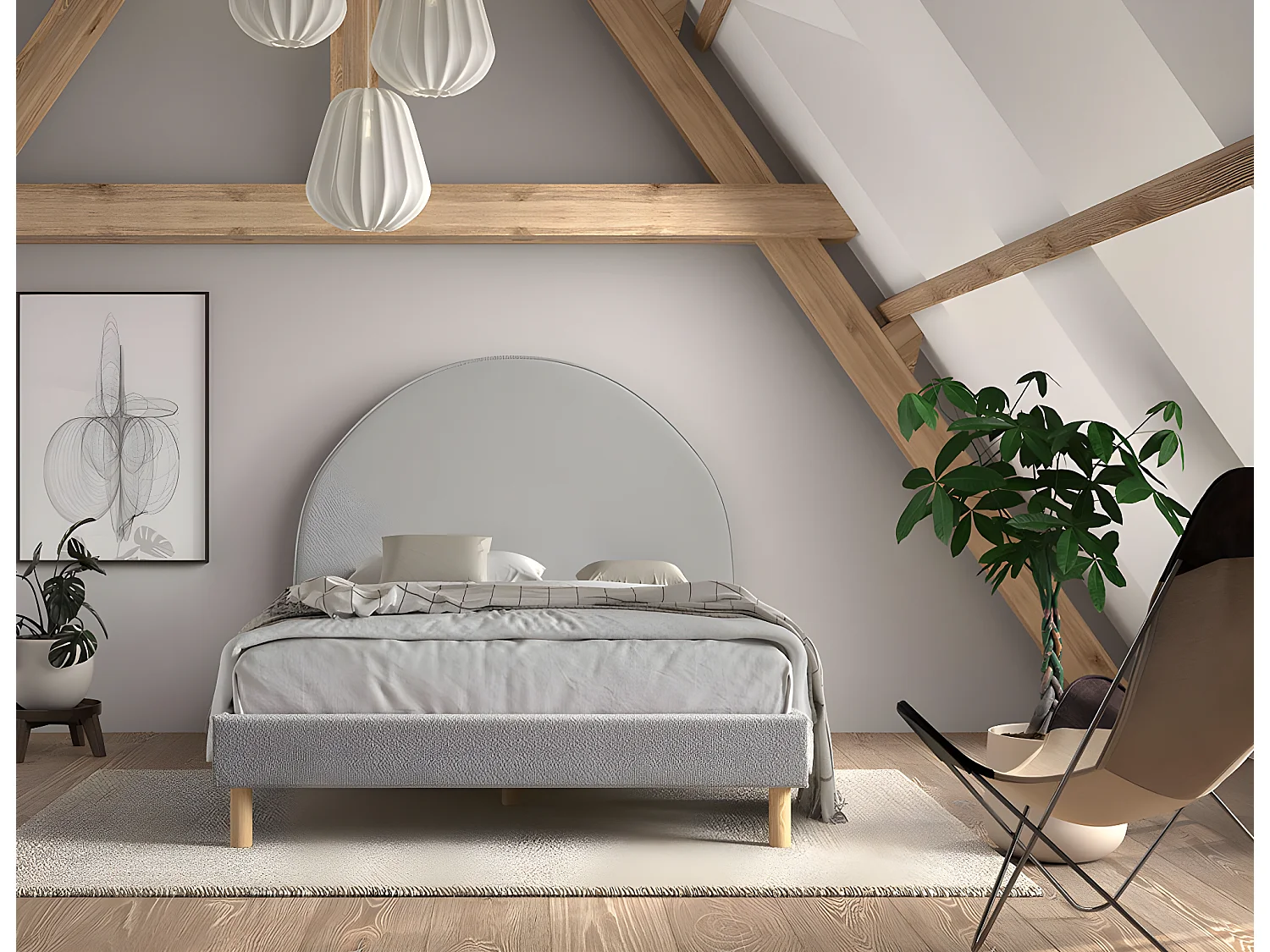 Bed MOON BF009 140x200 cm Grijs