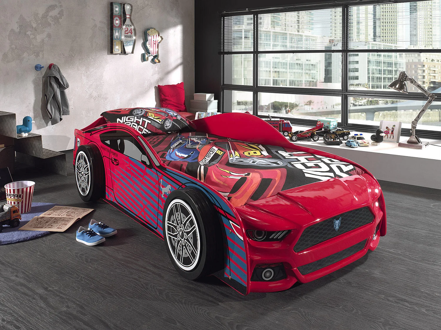 Letto Singolo AUTO KSB005 111x227x60 Rosso