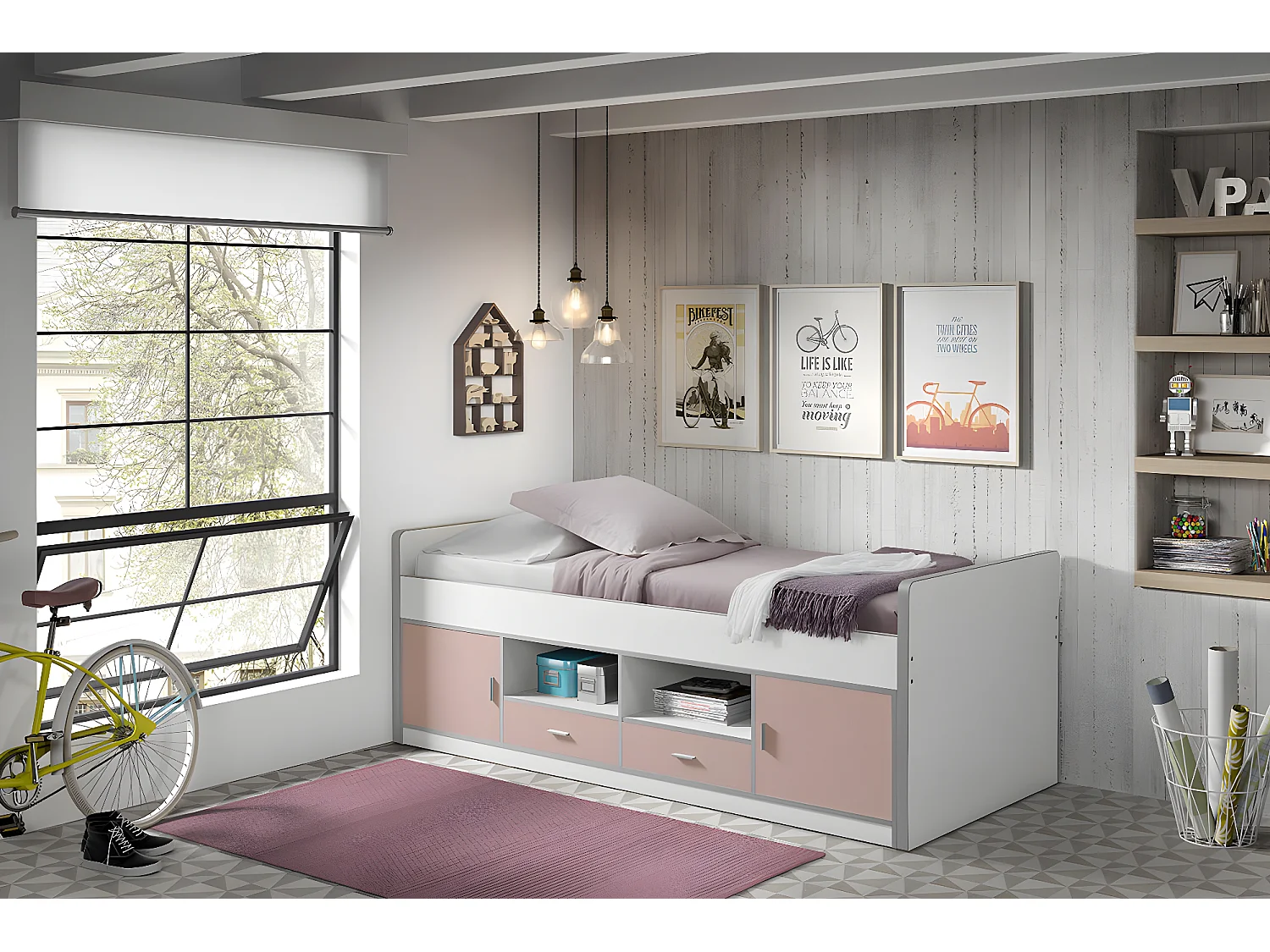 Lit Enfant BONNY KSB005 98x207x79 Rose