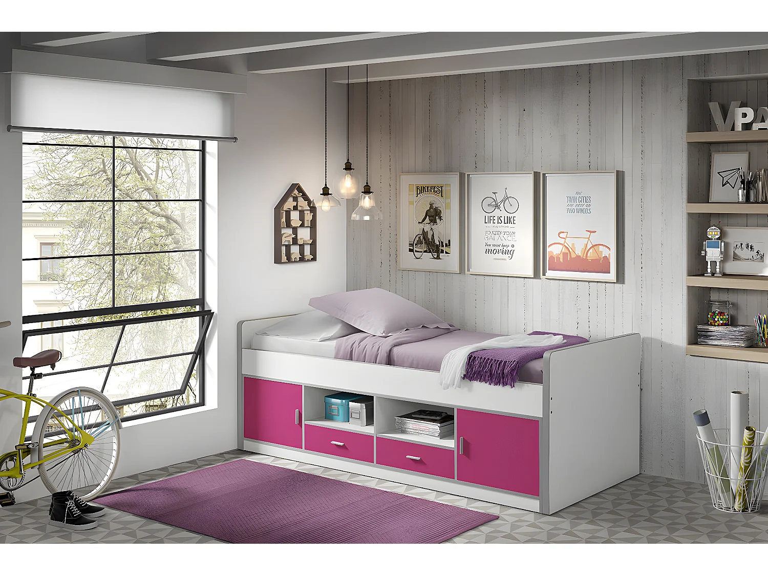 Lit Enfant BONNY KSB005 98x207x79 Rose