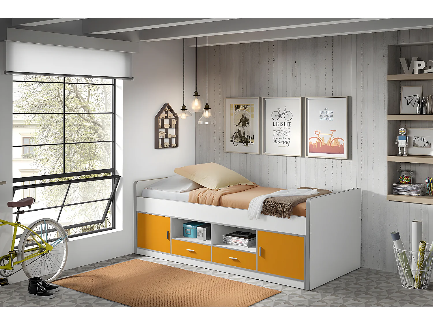 Letto Singolo BONNY KSB005 98x207x79 Arancione