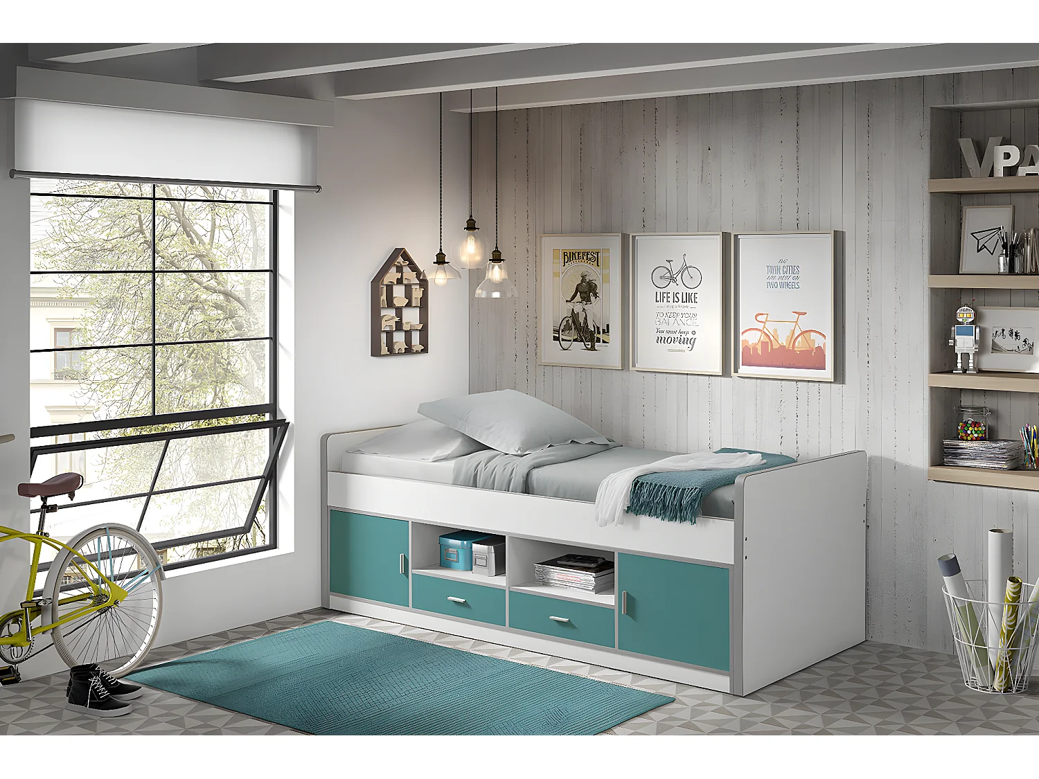 Lit Enfant BONNY KSB005 98x207x79 Bleu