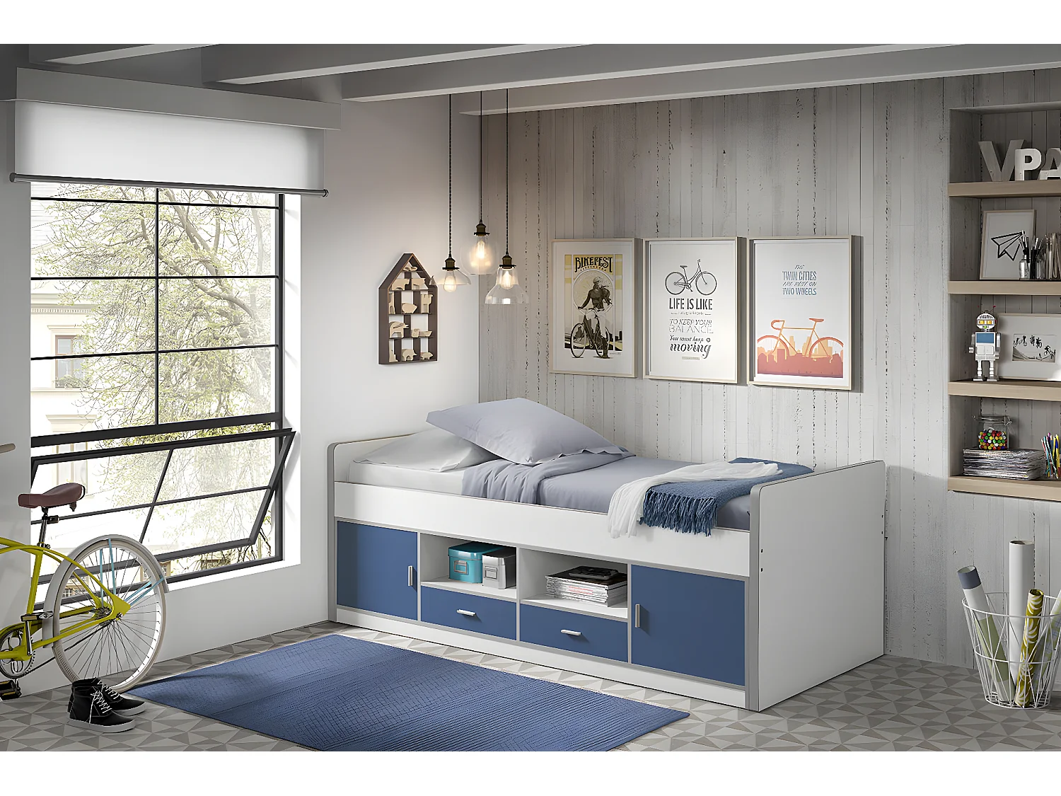 Lit Enfant BONNY KSB005 98x207x79 Bleu