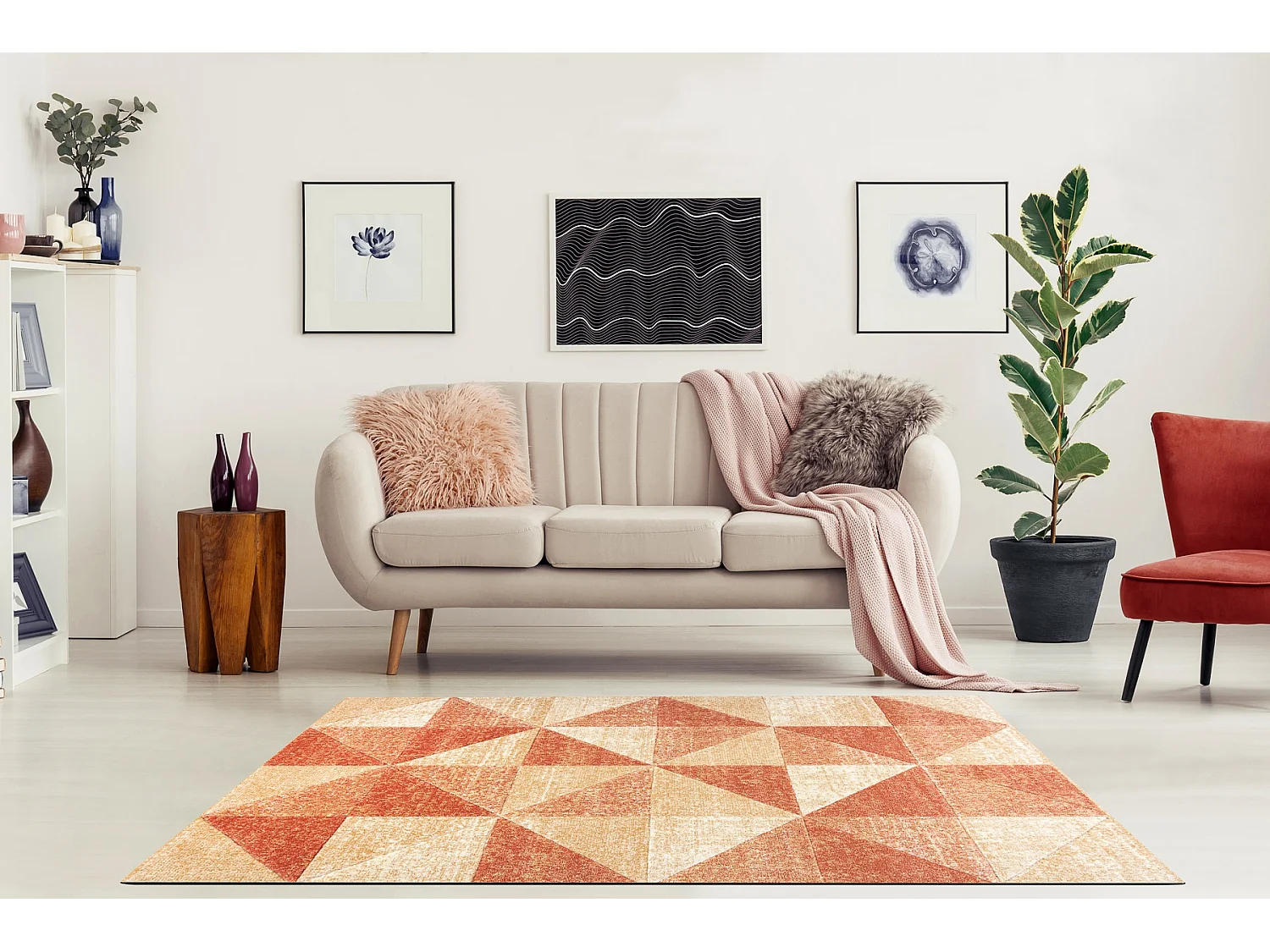 Teppich FEEL 5672/17911 Dreiecke beige/terrakotta 140x190 cm