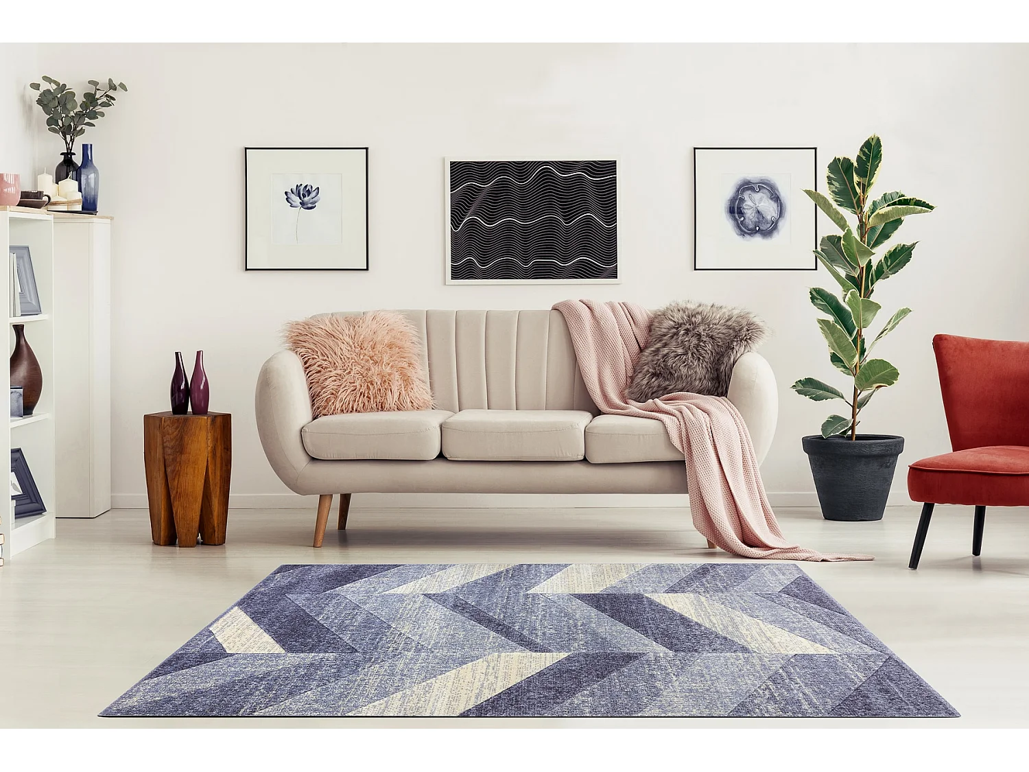 Tapis FEEL 5673/17944 chevrons beige/violet 80x150 cm