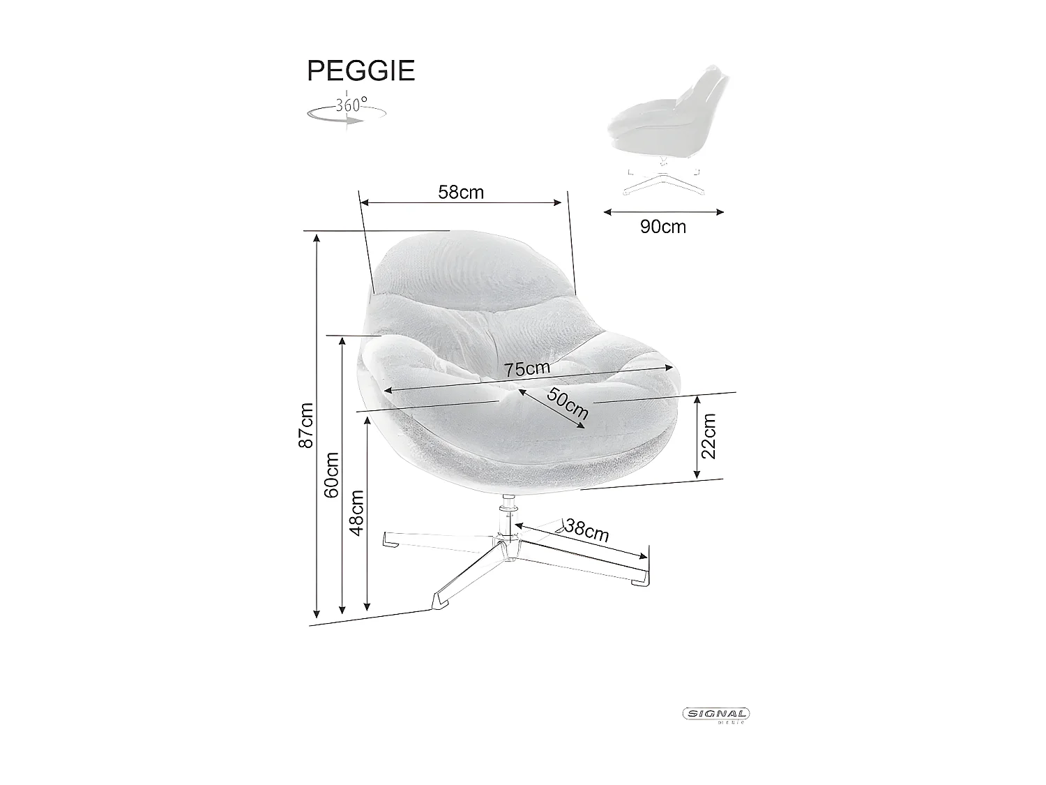 Sessel Peggy/ Stoffbezug/Beige
