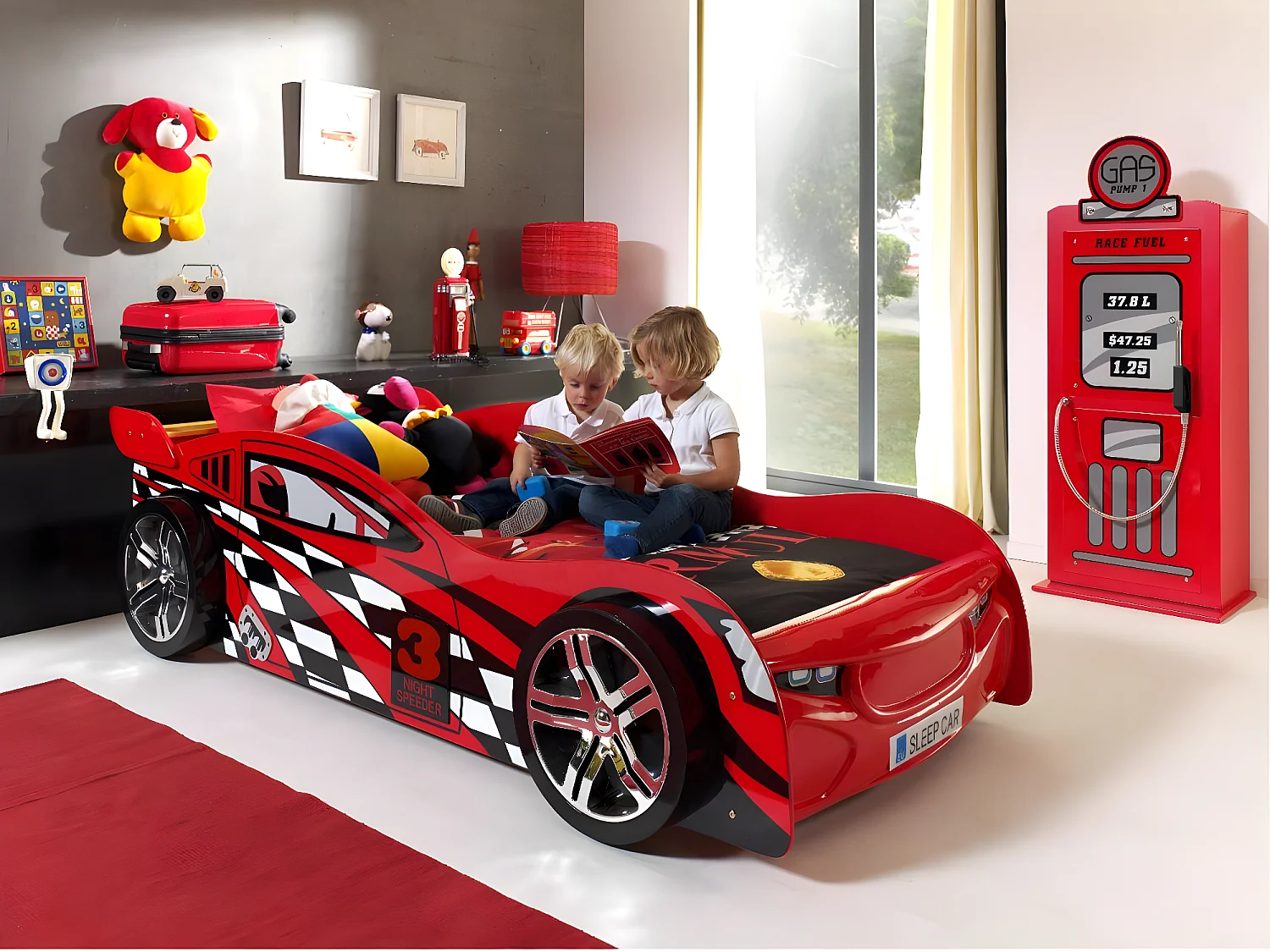 Bed AUTO KSB005 111x229x60 Rood