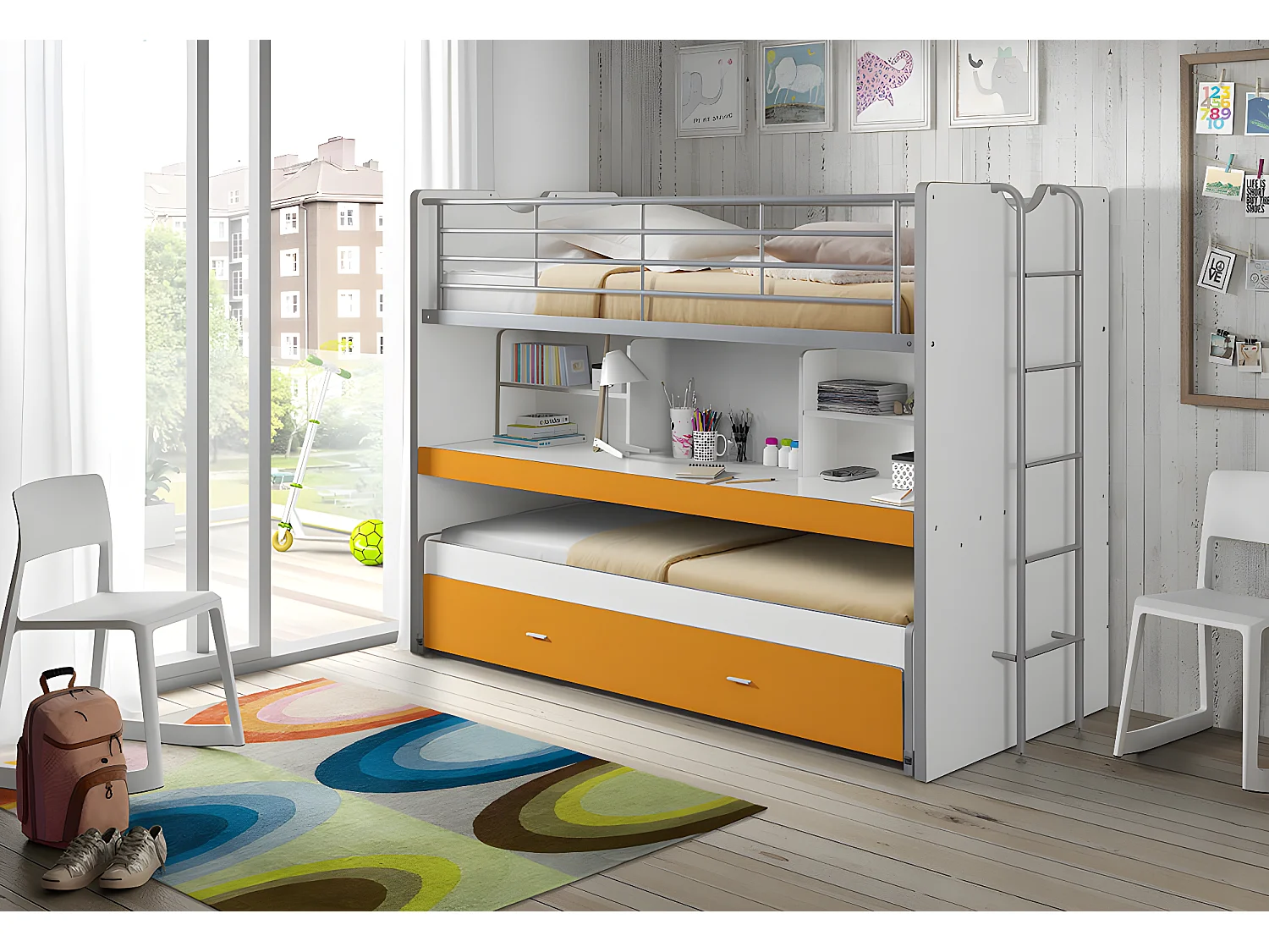 Cama de solteiro infantil BONNY KSB005 90x200 cm Laranja