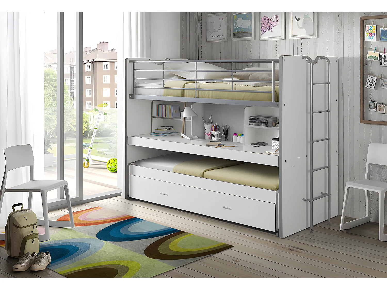 Lit Enfant BONNY KSB005 102x222x161 Blanc