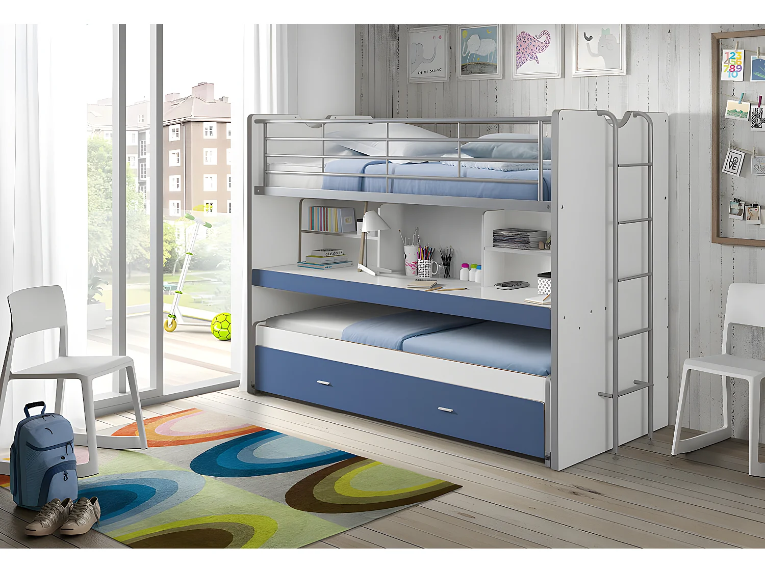 Lit Enfant BONNY KSB005 102x222x161 Bleu