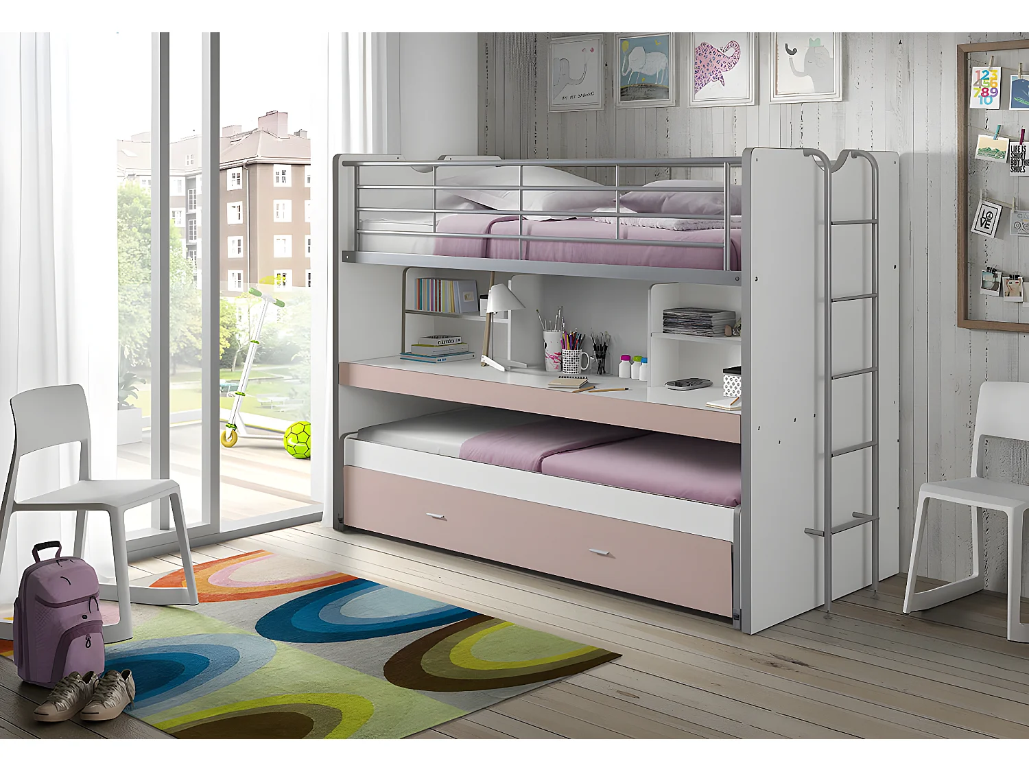 Bed BONNY KSB005 102x222x161 Roze