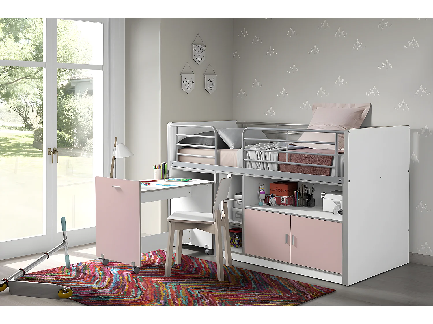 Kinderbett BONNY KSB005 96x207x121 Rosa