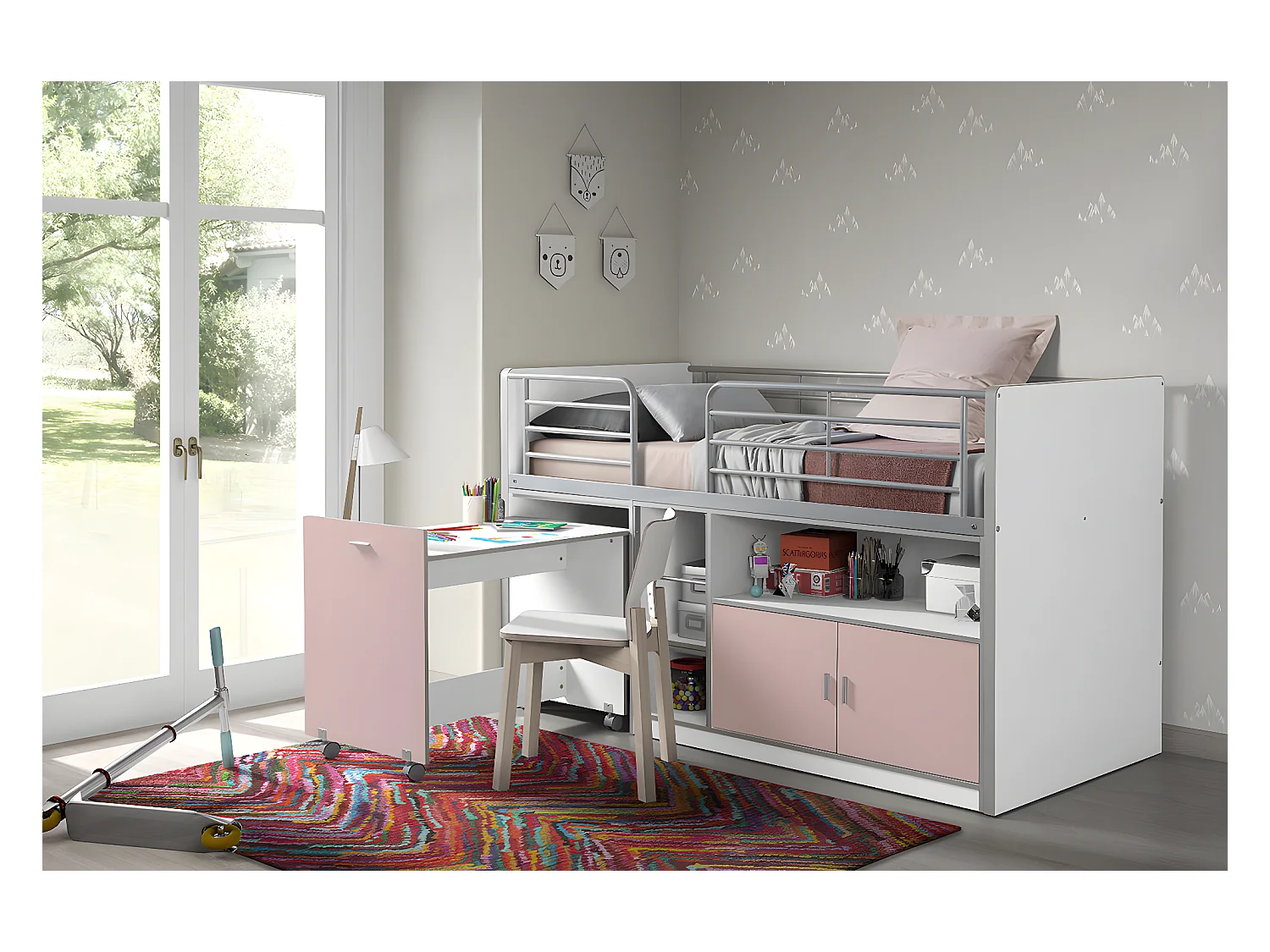 Cama Infantil BONNY KSB005 96x207x121 Rosa