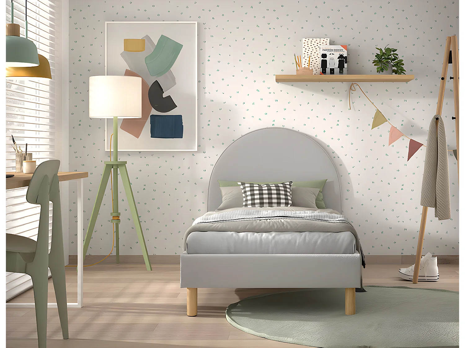 Bed MOON BF005 90x200 cm Grijs