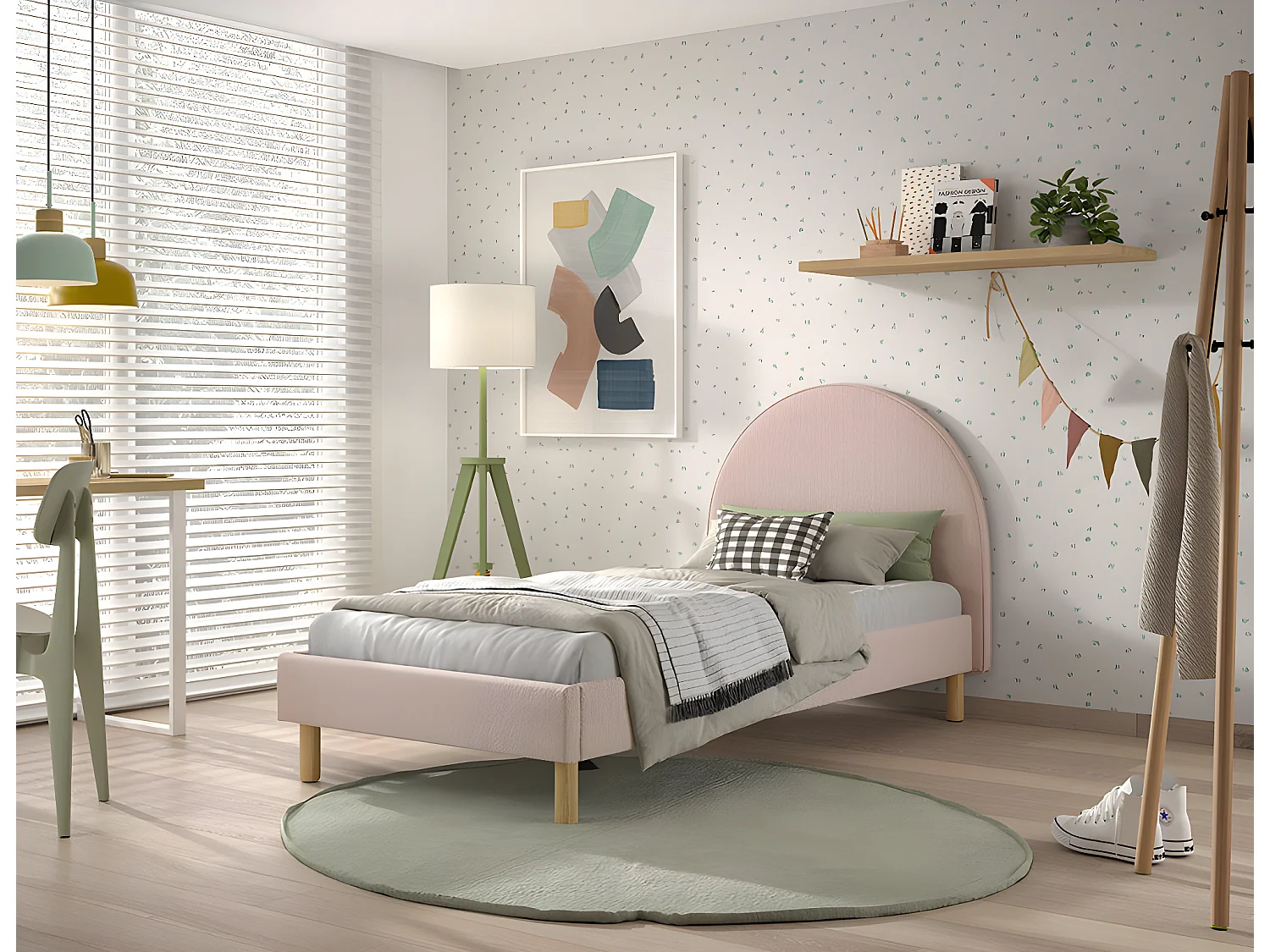 Estructura de cama MOON BF005 90x200 cm Rosa