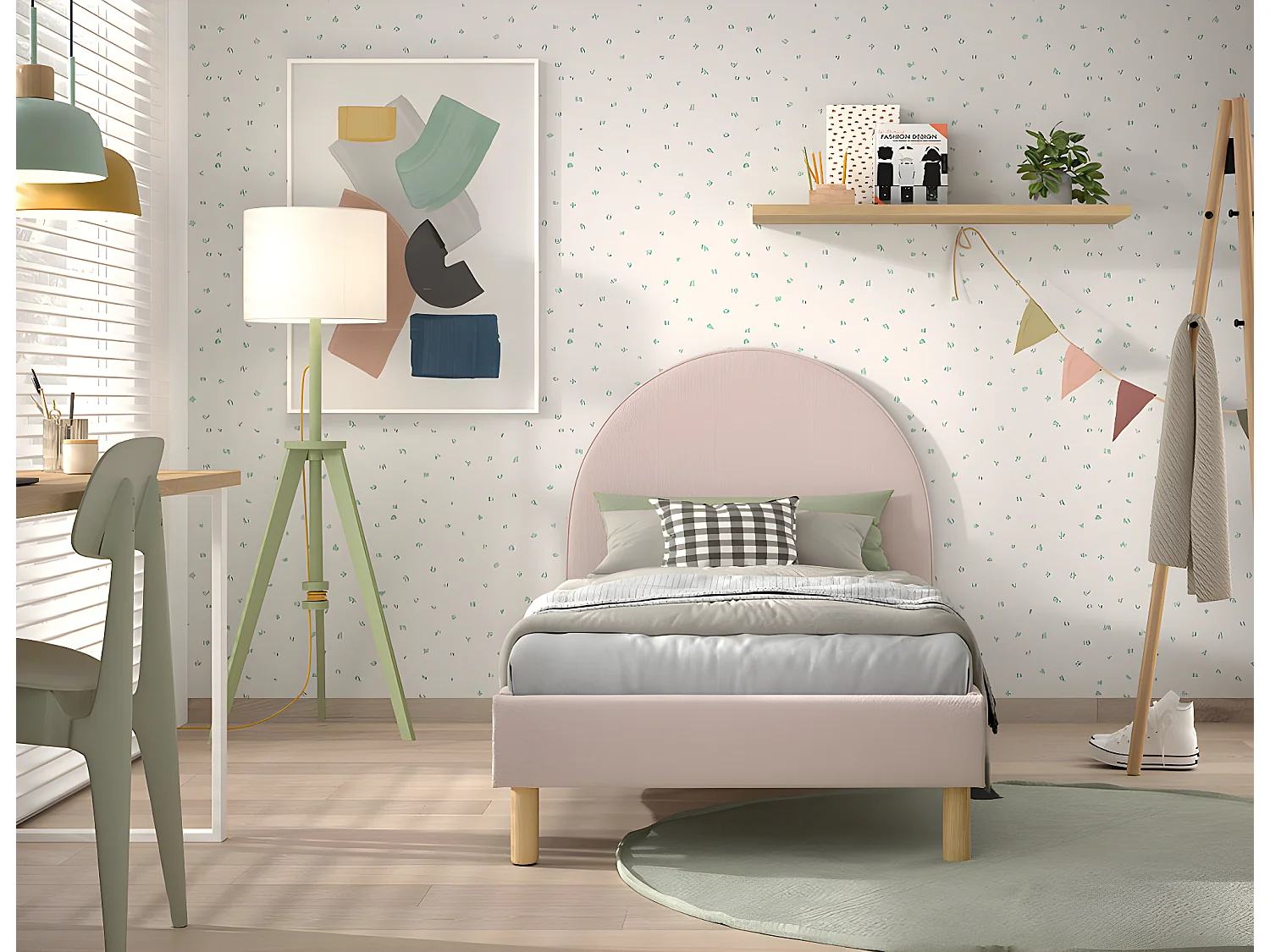 Estructura de cama MOON BF005 90x200 cm Rosa