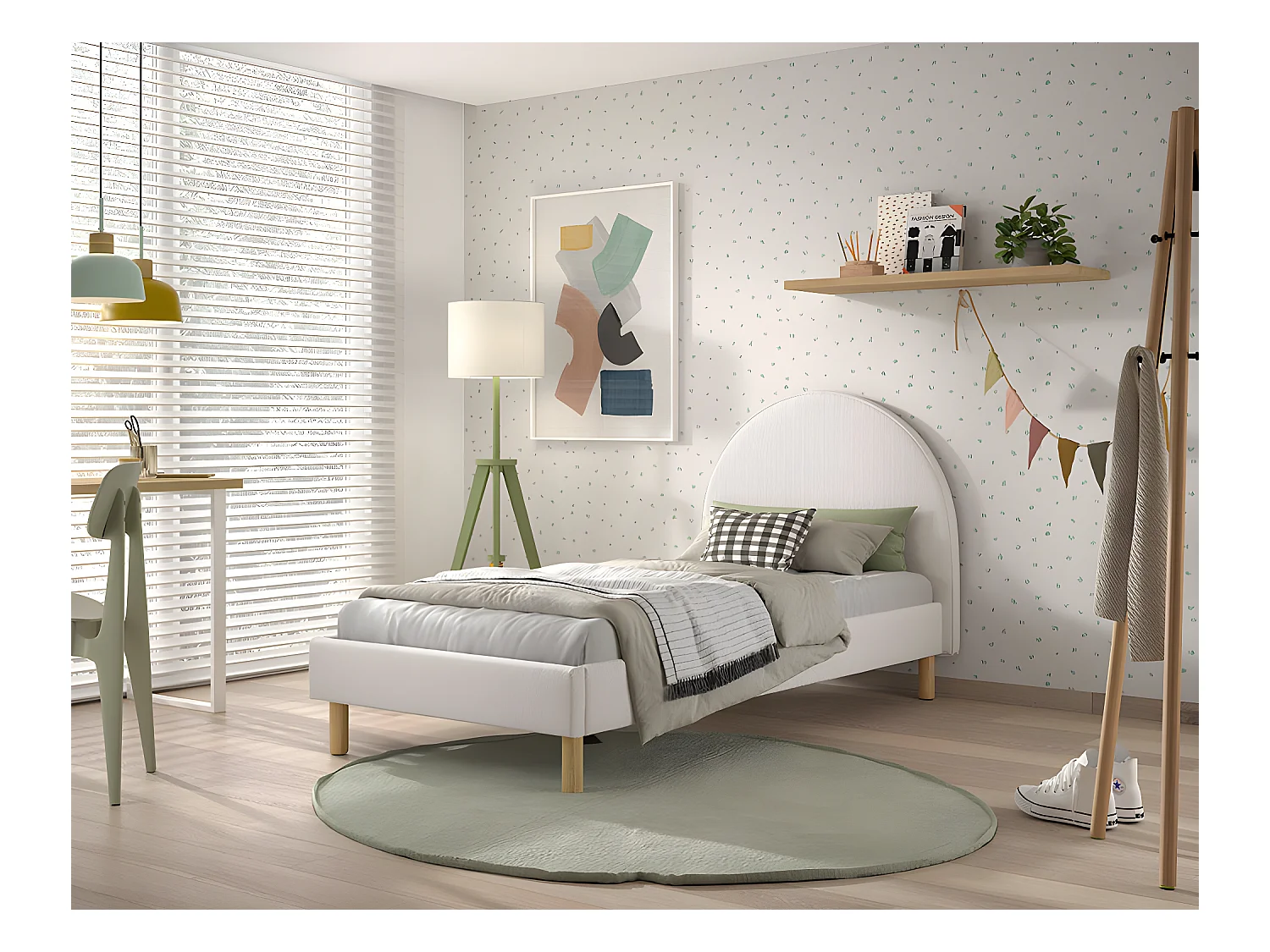 Cadre de lit MOON BF005 90x200 cm Blanc