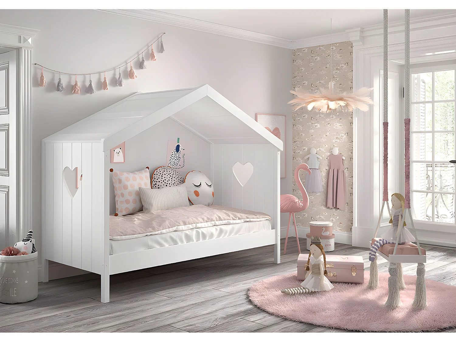 Letto Singolo AMORI KSB005 99x213x172 Bianco