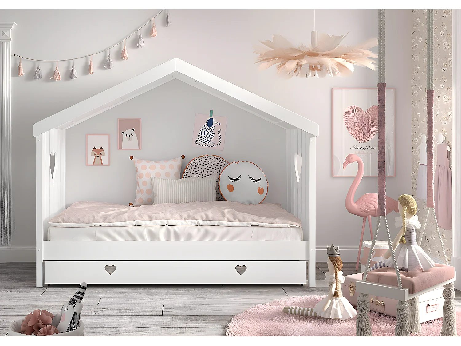 Lit Enfant AMORI KSB005 99x213x172 Blanc