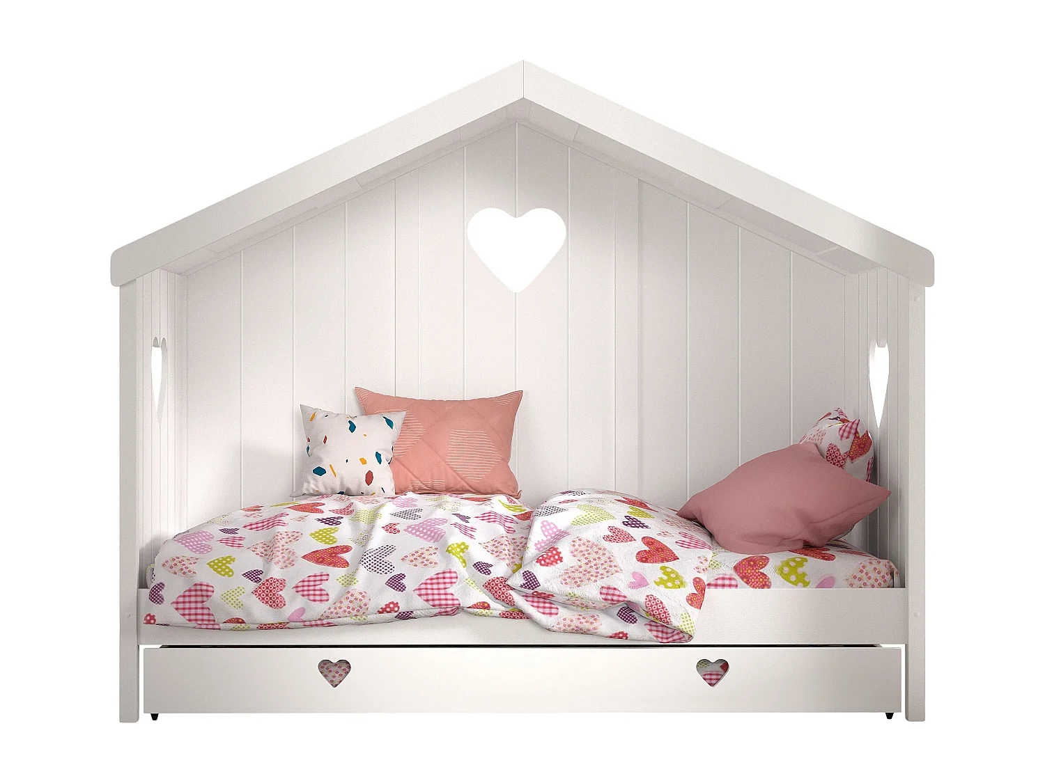 Kinderbett AMORI KSB005 99x213x172 Weiß