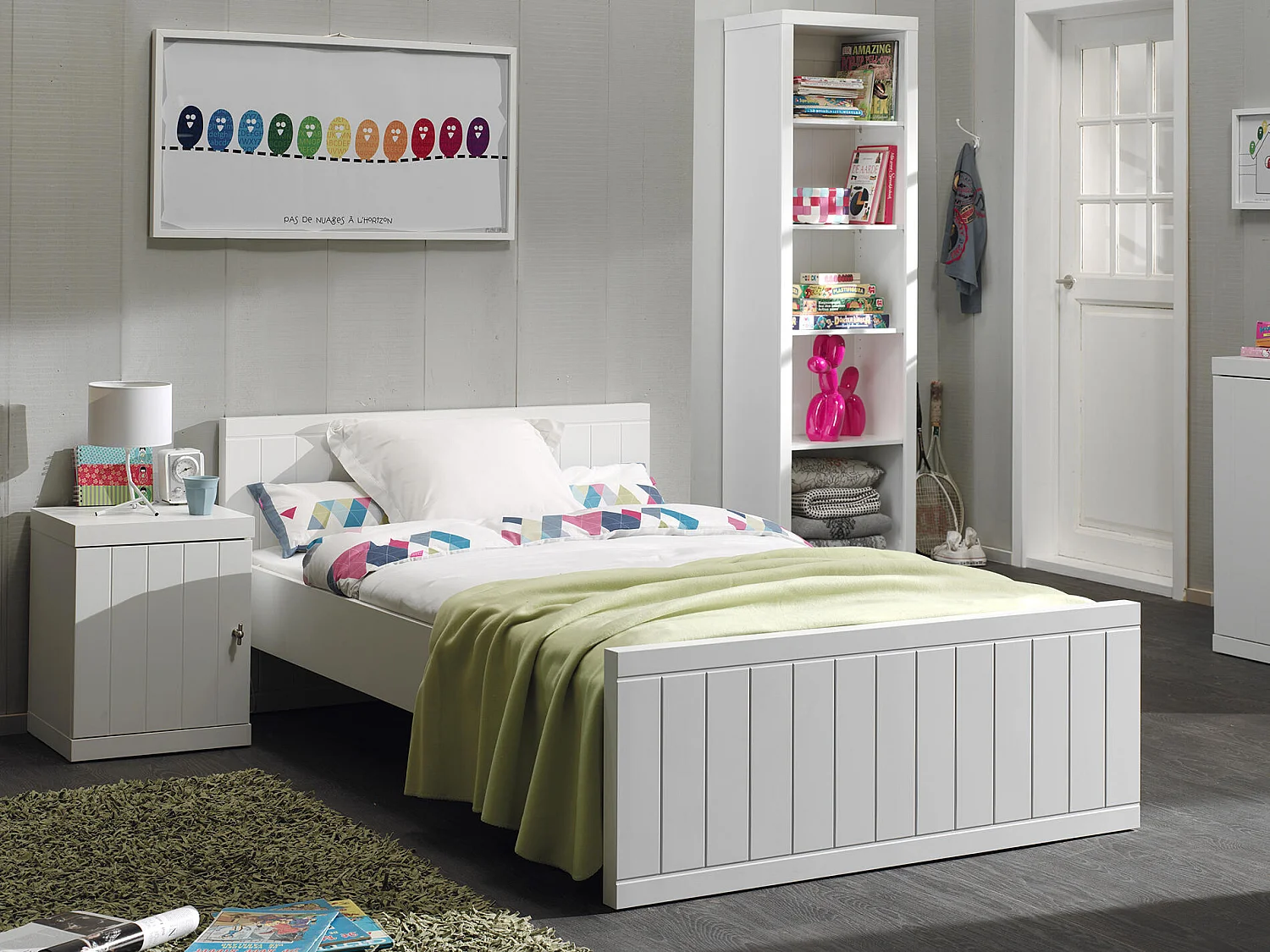 Cama de solteiro infantil ROBIN KSB008 120x200 cm Branco