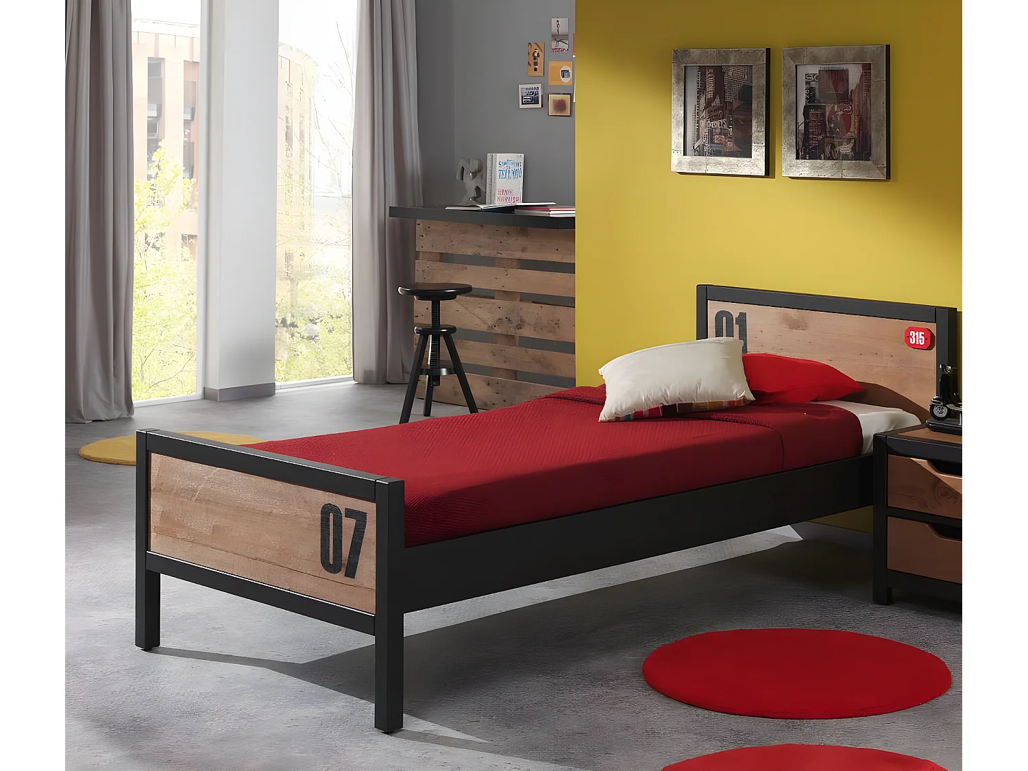 Cama de solteiro infantil ALEX KSB005 90x200 cm Bege