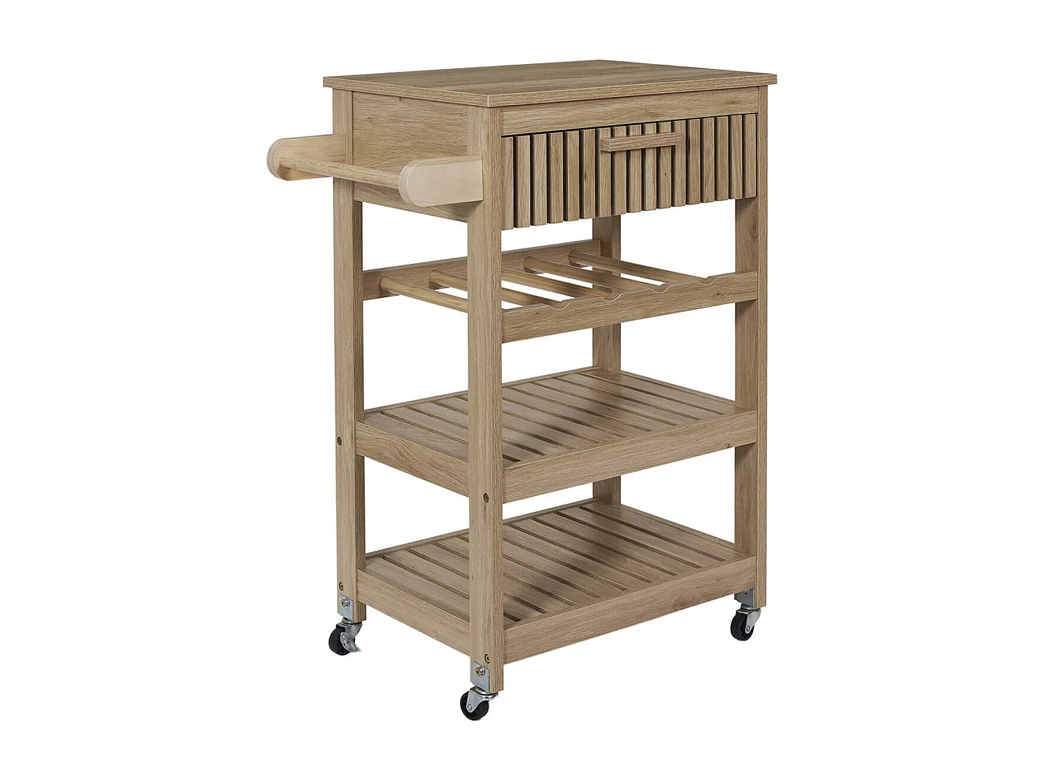 PAJAN - Desserte de Cuisine Multi-Rangement Effet Bois avec Tasseaux