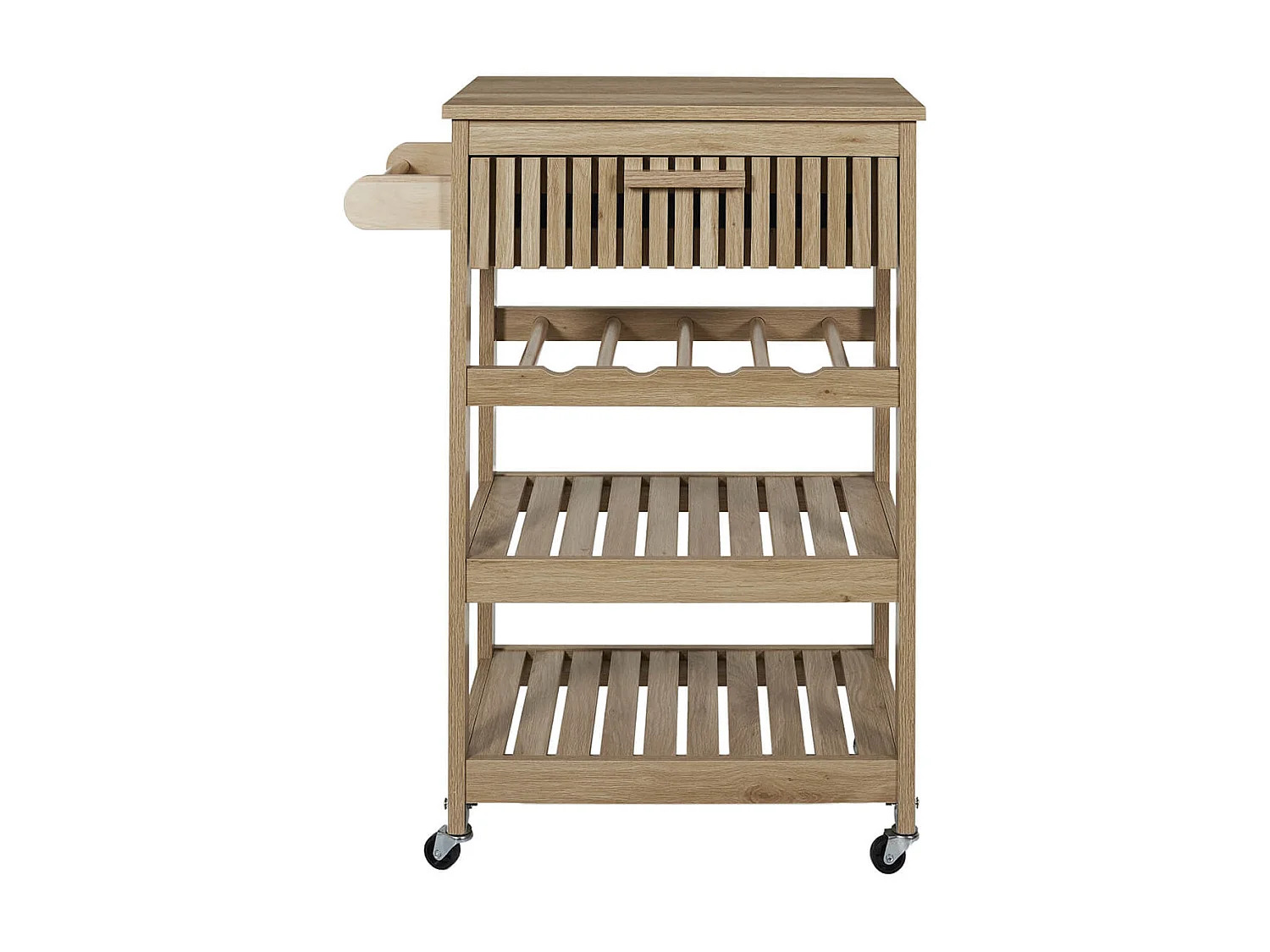 PAJAN - Desserte de Cuisine Multi-Rangement Effet Bois avec Tasseaux